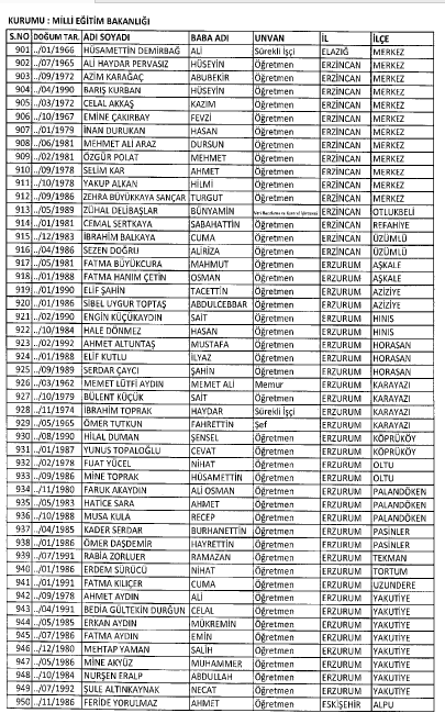 İşte MEB'de 7 Şubat İhraç Edilenlerin Tam Listesi 28