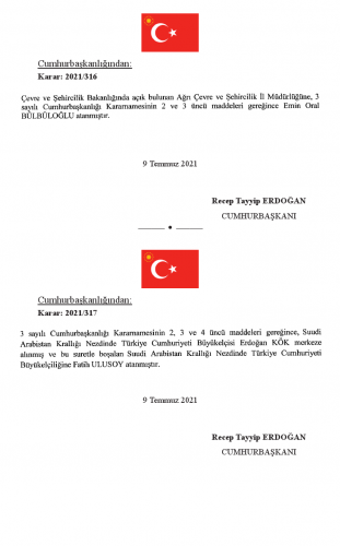 10 Temmuz Tarihli Atama ve Görevden Alma Kararları 10