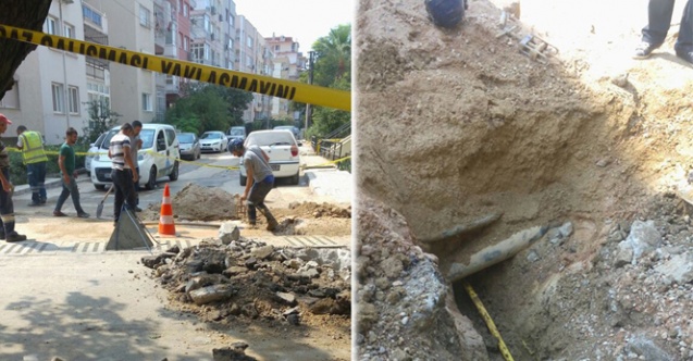 Yol çalışmasında doğalgaz borusu patladı