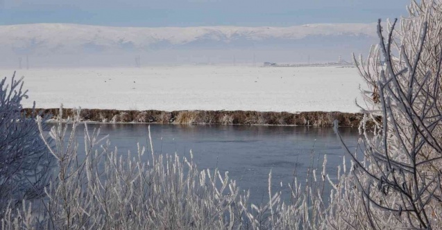 Göle, eksi 14,1 dereceyle buz tuttu