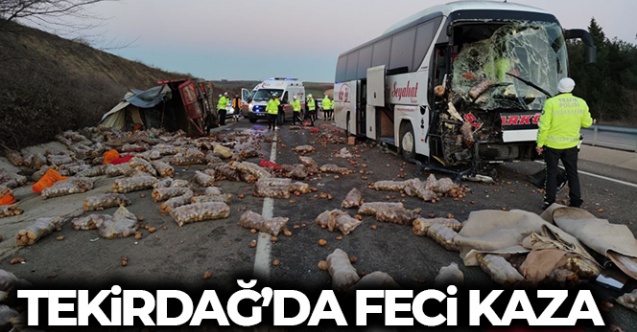 Tekirdağ'da kamyon ile otobüs çarpıştı: 1 ölü, 2 yaralı