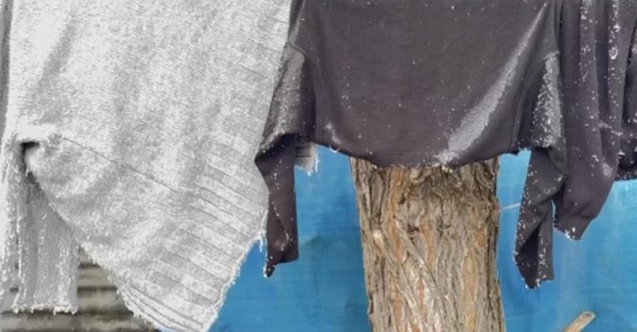 Ağrı'da çamaşırlar dondu