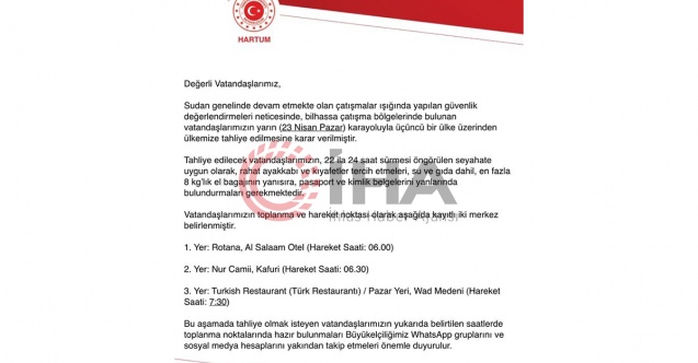 Sudan'daki Türk vatandaşları tahliye ediliyor