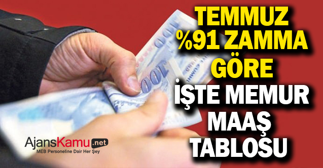 İşte yüzde 91 zamma göre unvanlarına göre memur maaş tablosu