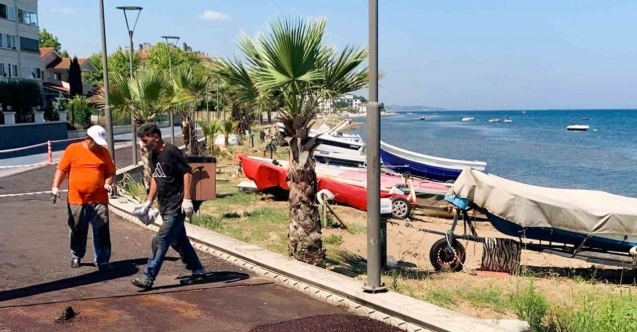 Çiftlikköy sahilinde bozulan kesimler yenilendi