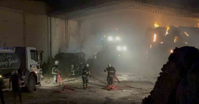 Tekstil fabrikasının pamuk deposu yandı