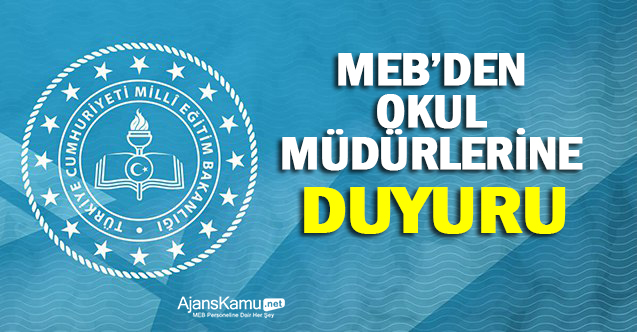 MEB'den Okul Müdürlerine Duyuru