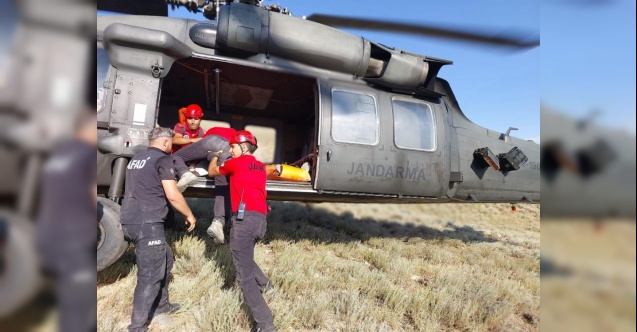 Maden araştırması yaparken yaralanan jeoloji mühendisi helikopterle kurtarıldı