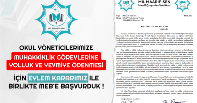 Okul Müdürlerine Muhakkiklik Görevi İçin Yolluk ve Yevmiye Ödenmelidir