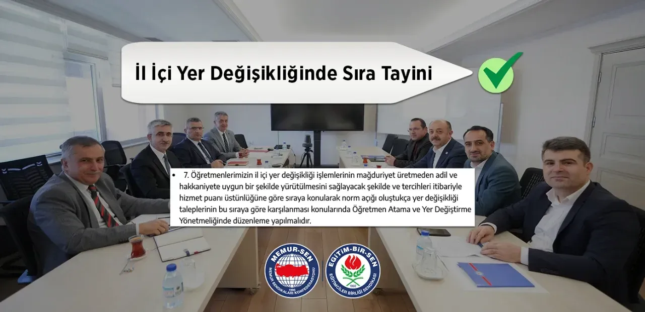 Ali Yalçın: İl içi yer değişikliklerinde sıra tayini talebimiz karşılık buldu