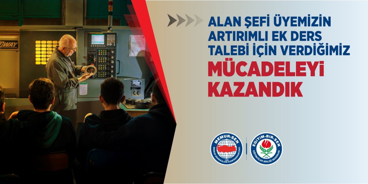 Eğitim Bir Sen'den Öğretmenlere Artırımlı Ek Ders Müjdesi