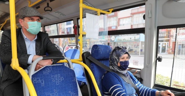 Başkan Ercengiz ilk ve tek kadın halk otobüsü şoförü ile seyahat etti.