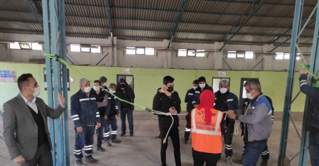 Belediye personeline yüksekte çalışma eğitimi