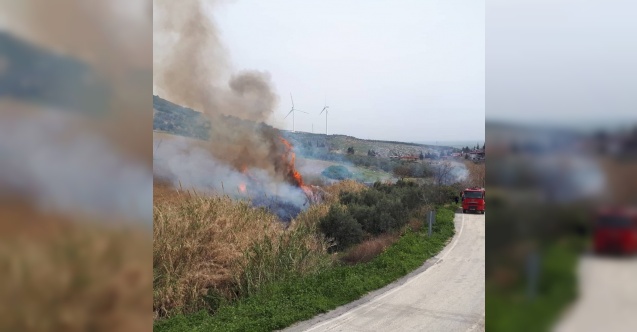 Belen’de otluk ve çalılık yangını