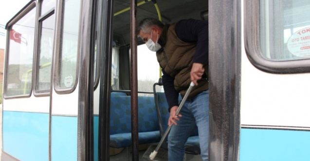 Erbaa’da özel halk minibüsleri dezenfekte ediliyor