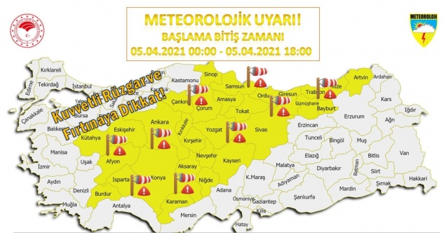 Kuvvetli rüzgar ve fırtına uyarısı