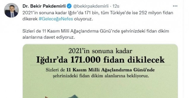 2021’in sonuna kadar Iğdır’da 171 bin fidan dikilecek