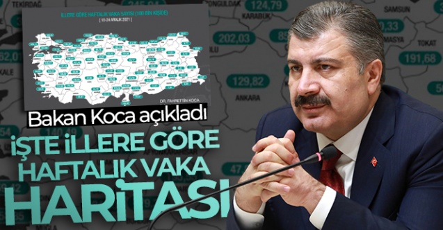 Sağlık Bakanı Koca açıkladı! İşte illere göre haftalık vaka haritası