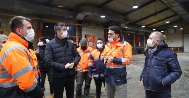 Kartal Belediye Başkanı Gökhan Yüksel’den, karla mücadele ekiplerine ziyaret