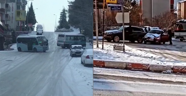 Sürücülerin ve vatandaşların buzlu yollarla imtihanı kameralara yansıdı