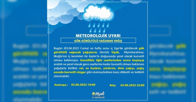 Uşak’ta sel uyarısı