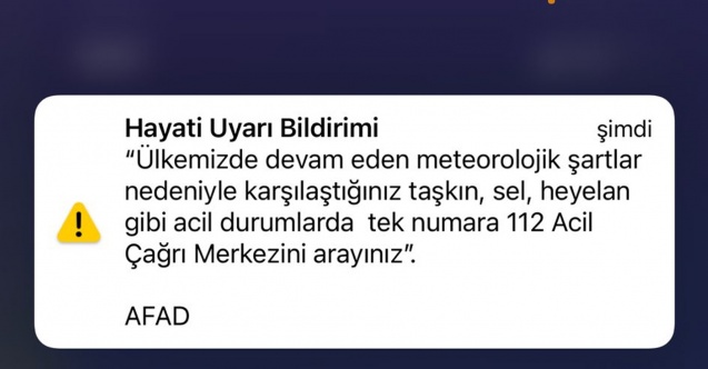 AFAD’dan hayati uyarı bildirimi